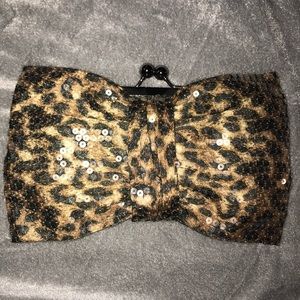 Sequined Leopard Print Clutch
